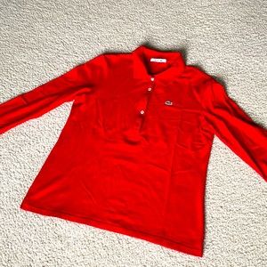 Long Sleeve Polo Shirt Lacoste - Official Red Color Lacoste Product! Size 44